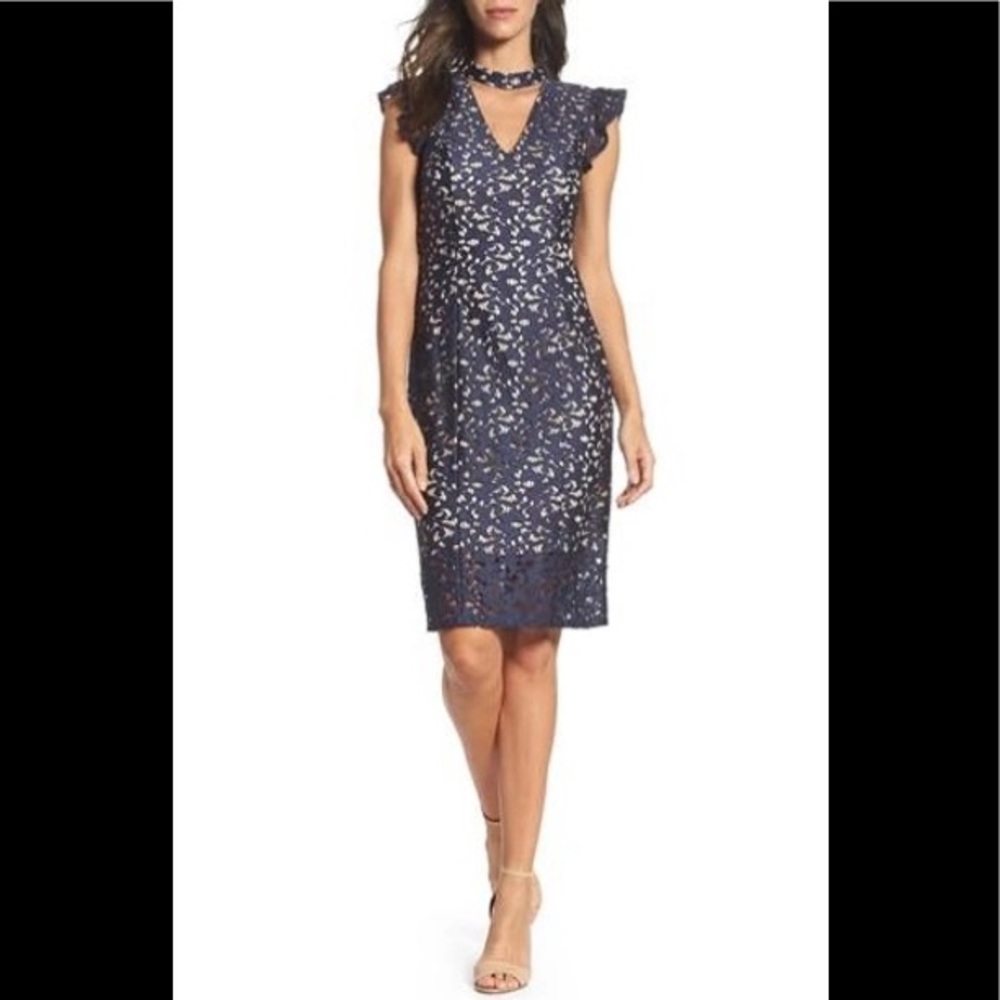 Adrianna Papell Dress Chocker Collard Sheath Dress
